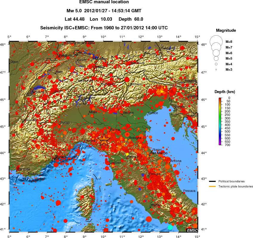 regional depth historical seismicity