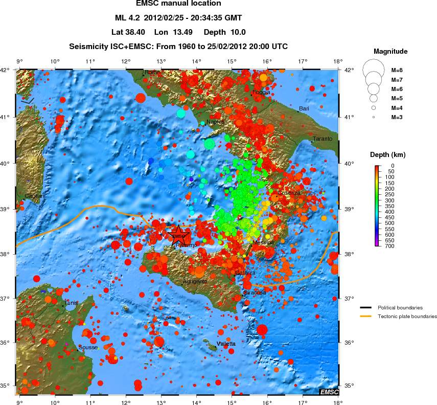 regional depth historical seismicity