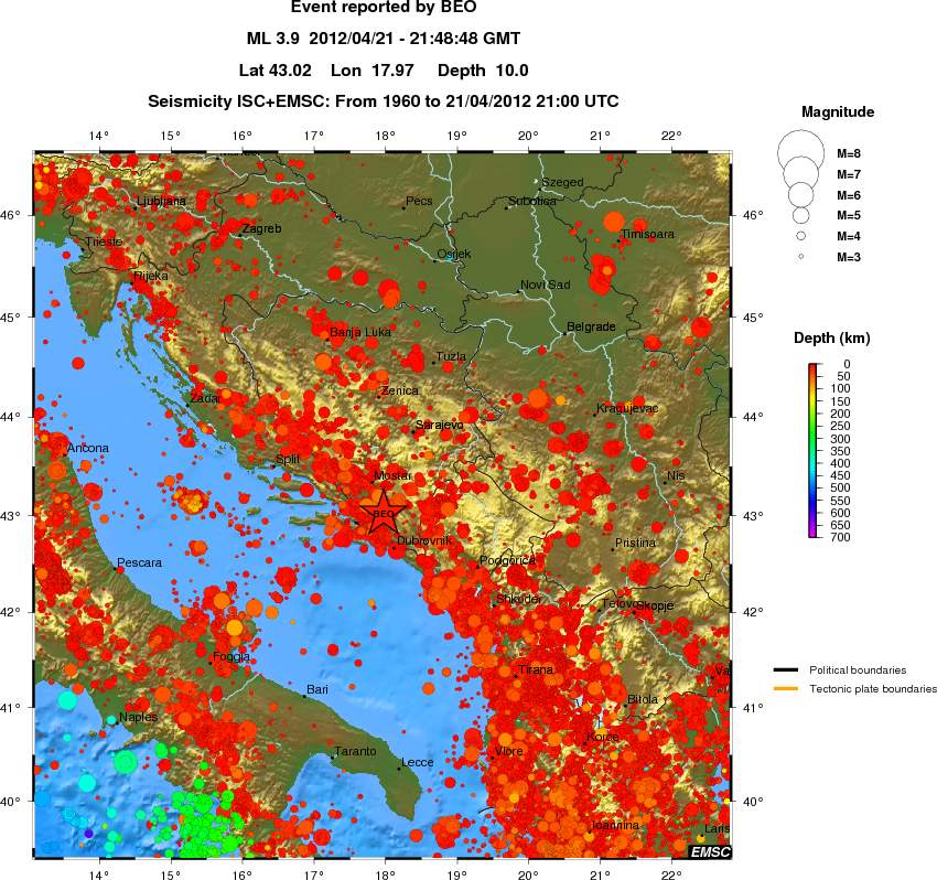 regional depth historical seismicity