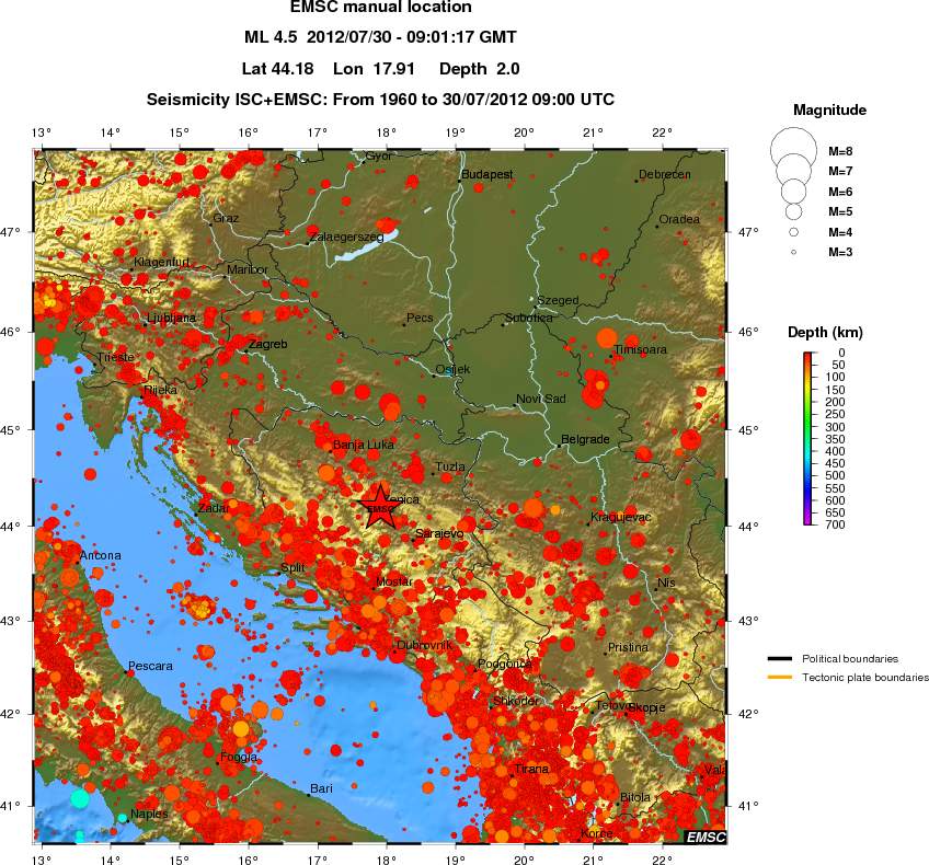 regional depth historical seismicity