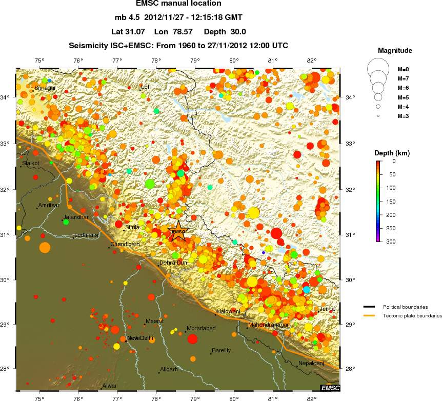 regional depth historical seismicity
