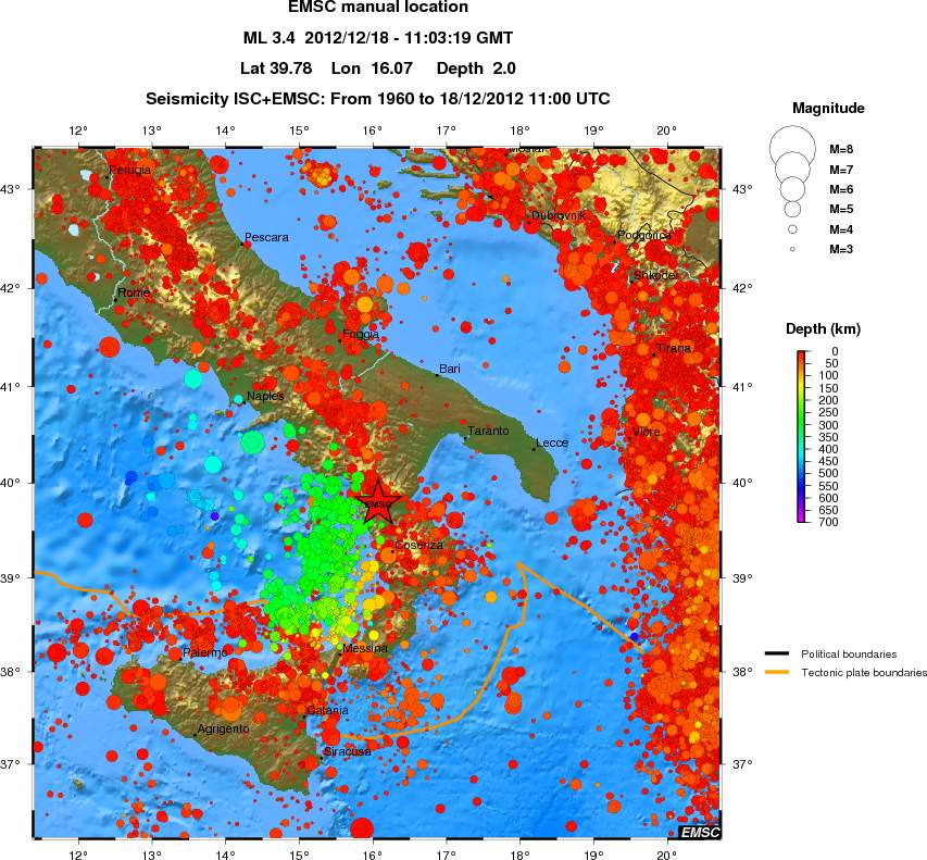 regional depth historical seismicity