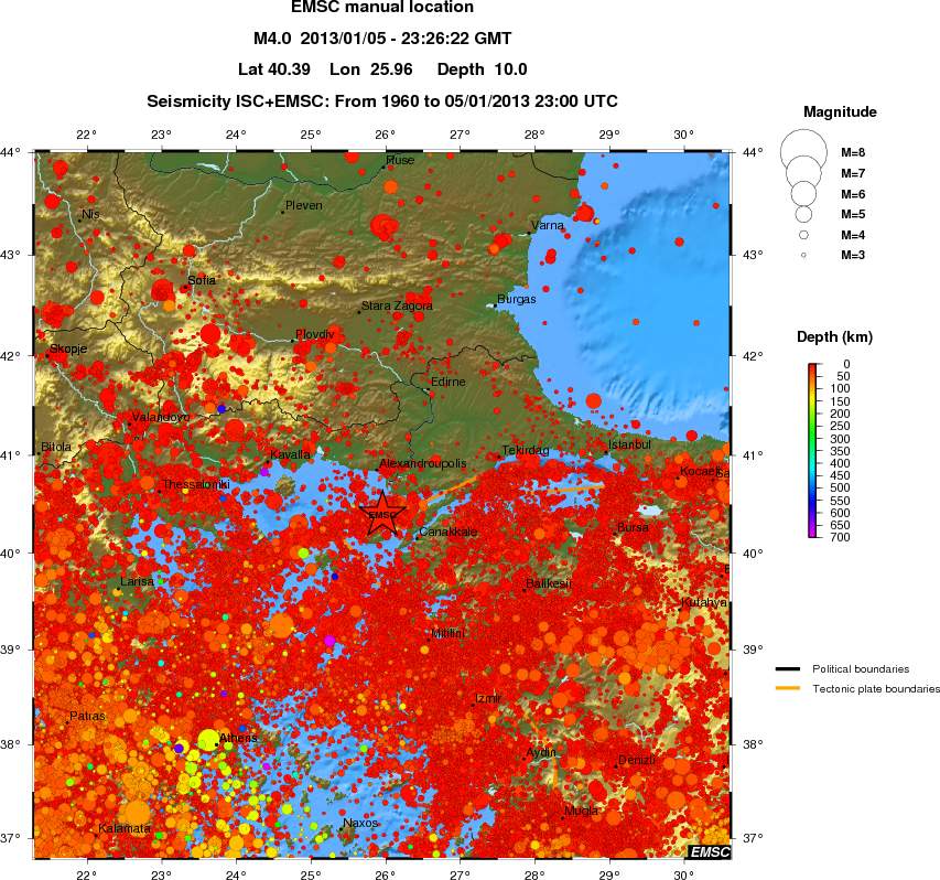 regional depth historical seismicity