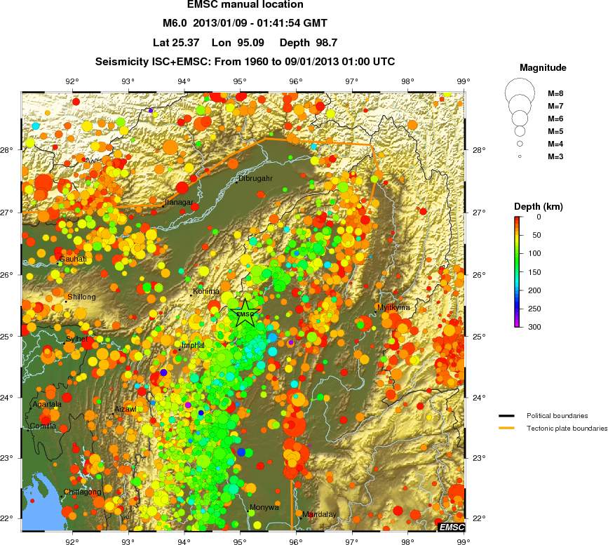 regional depth historical seismicity