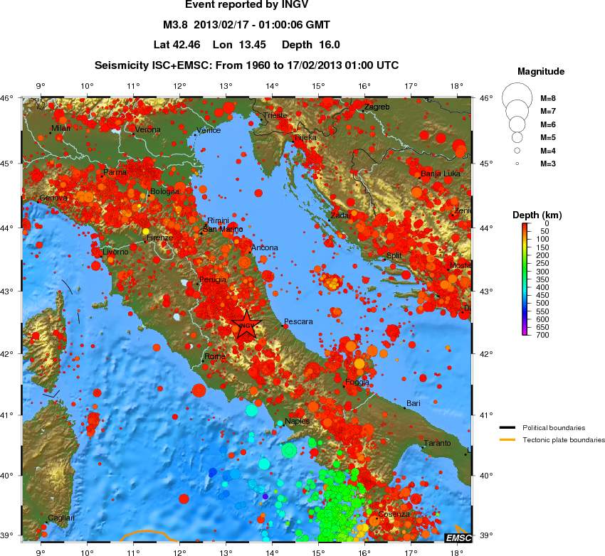 regional depth historical seismicity