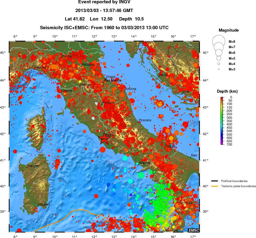 regional depth historical seismicity