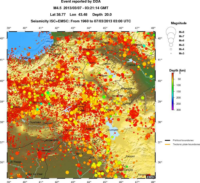 regional depth historical seismicity