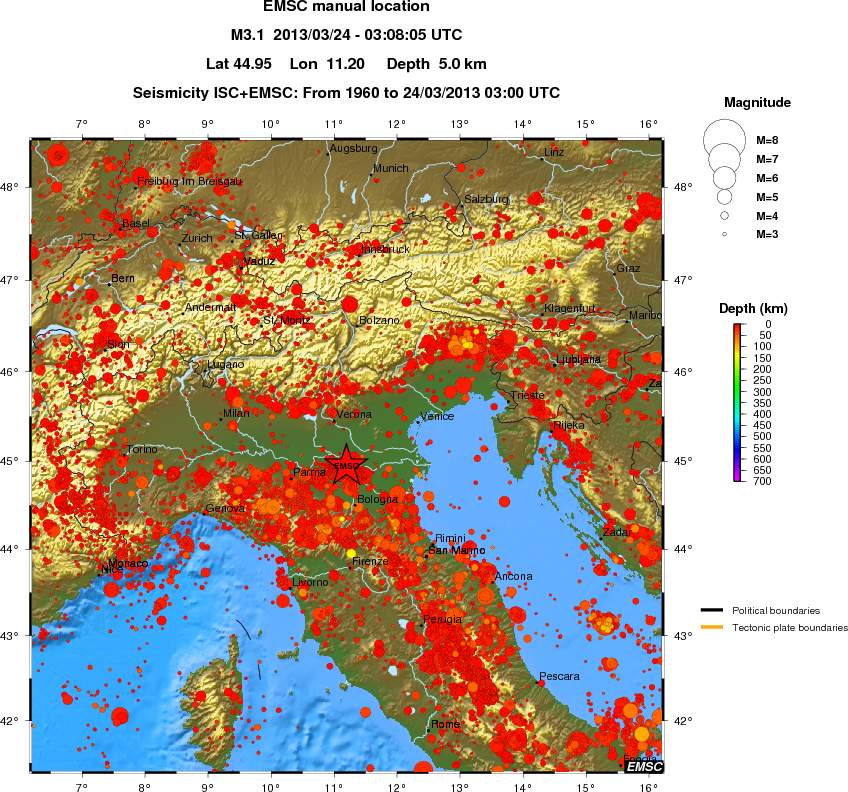 regional depth historical seismicity