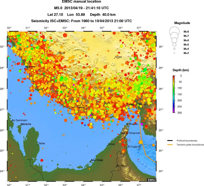 regional depth historical seismicity