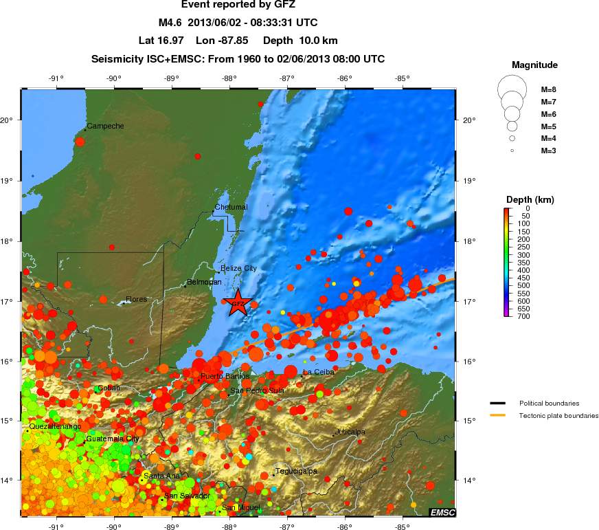 regional depth historical seismicity