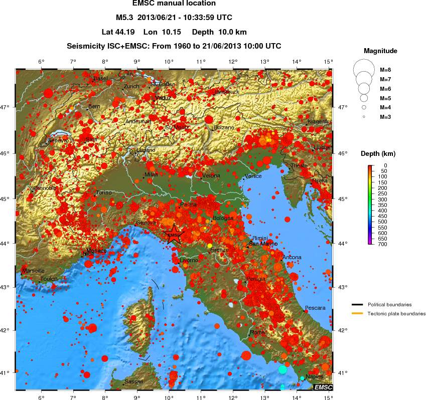 regional depth historical seismicity