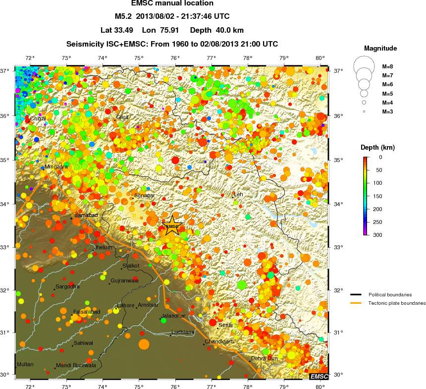 regional depth historical seismicity