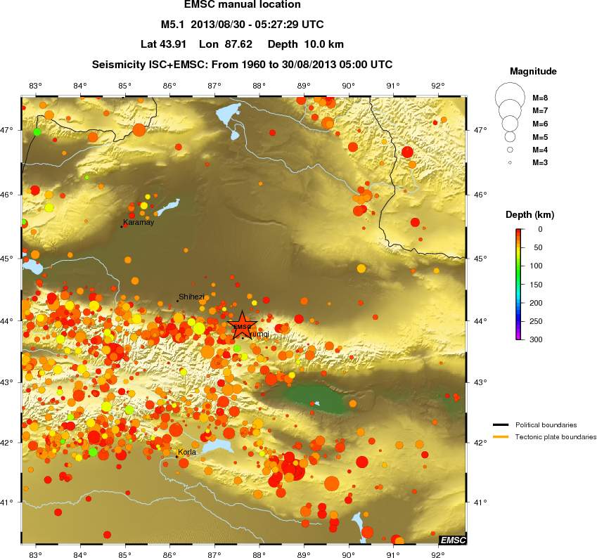 regional depth historical seismicity