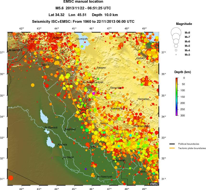 regional depth historical seismicity