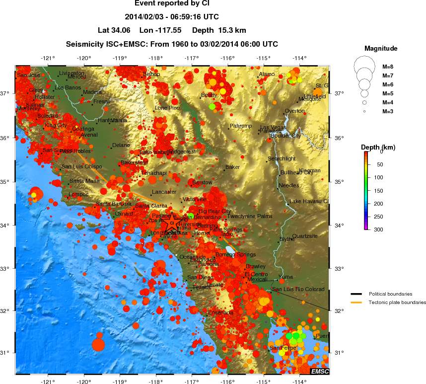 regional depth historical seismicity