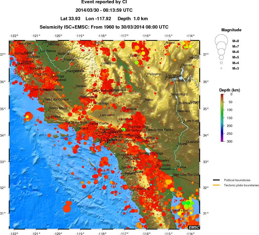 regional depth historical seismicity