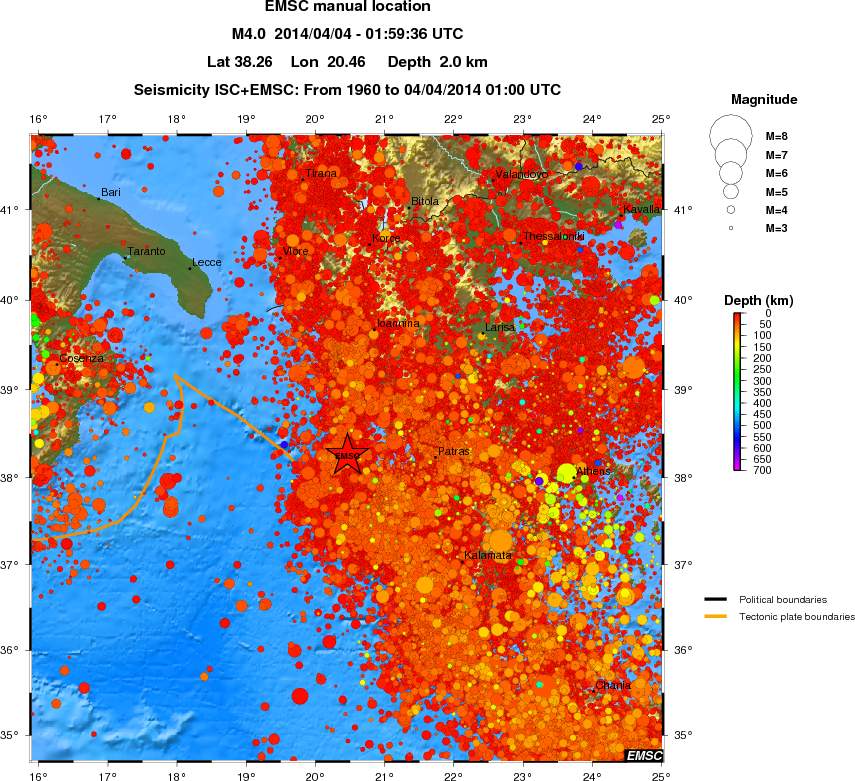 regional depth historical seismicity