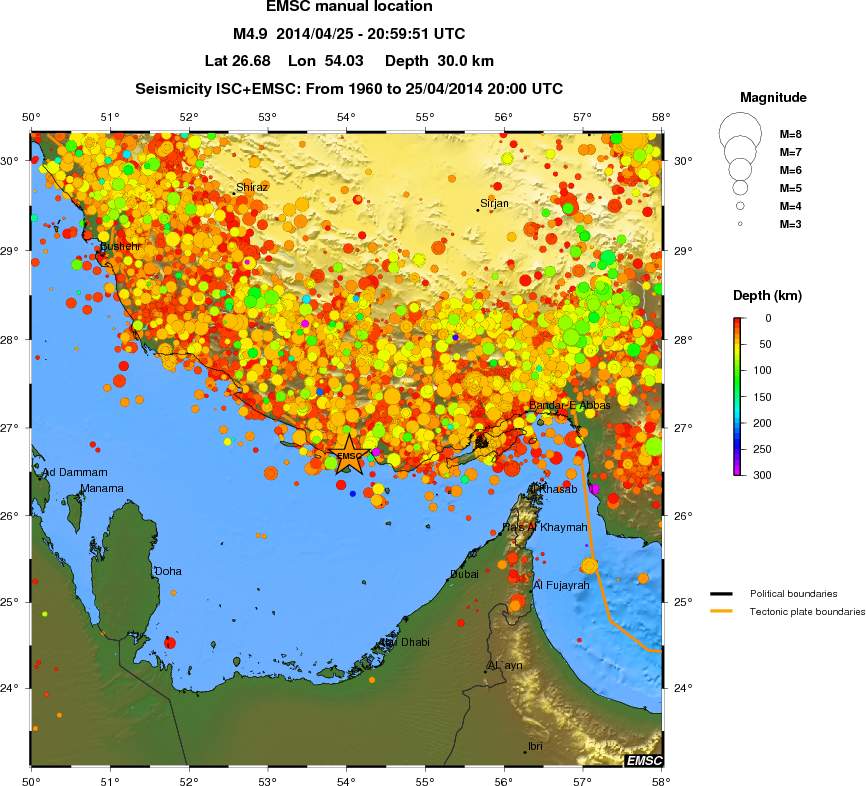 regional depth historical seismicity
