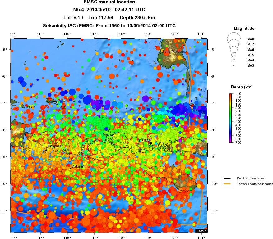 regional depth historical seismicity