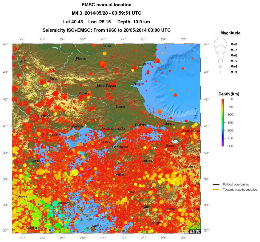 regional depth historical seismicity