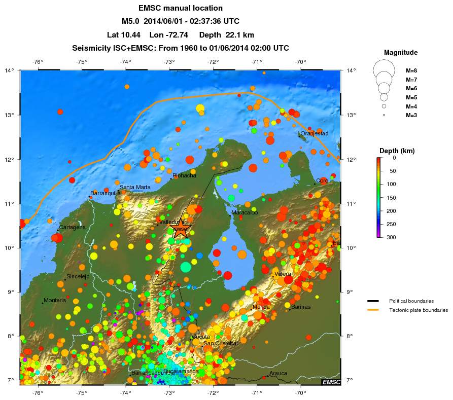 regional depth historical seismicity