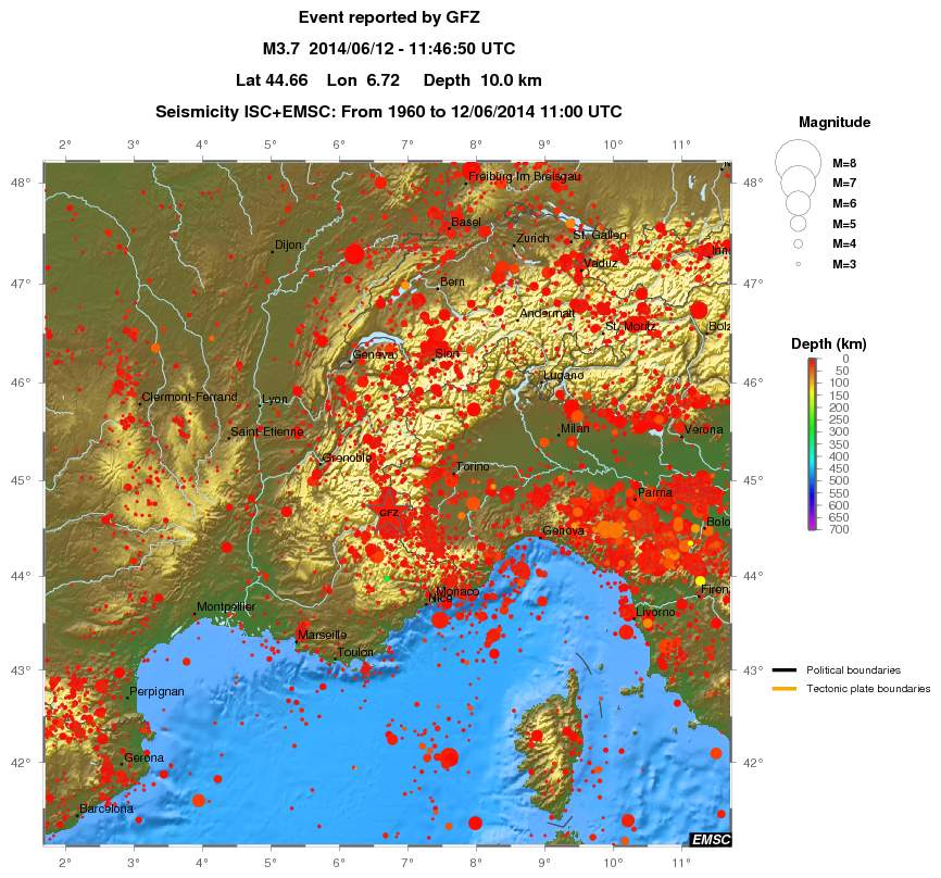 regional depth historical seismicity