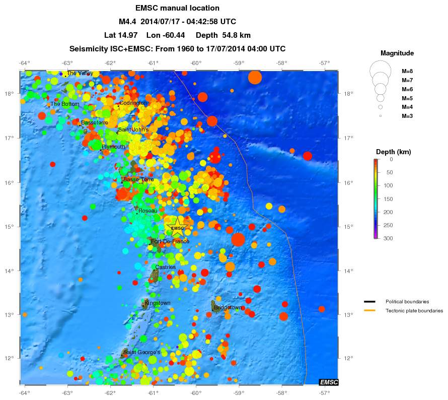 regional depth historical seismicity