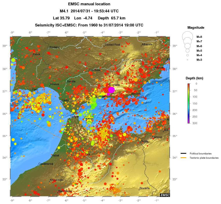 regional depth historical seismicity