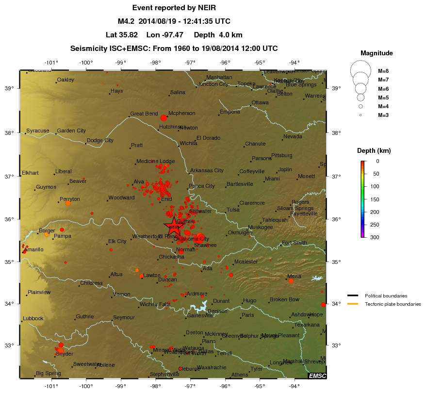 regional depth historical seismicity