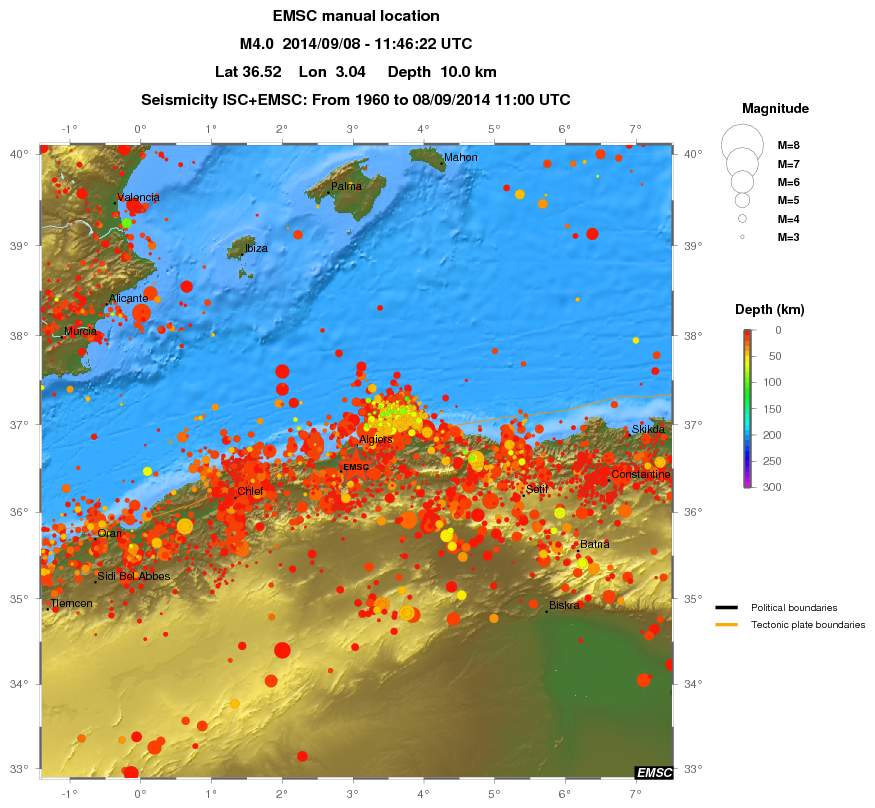 regional depth historical seismicity