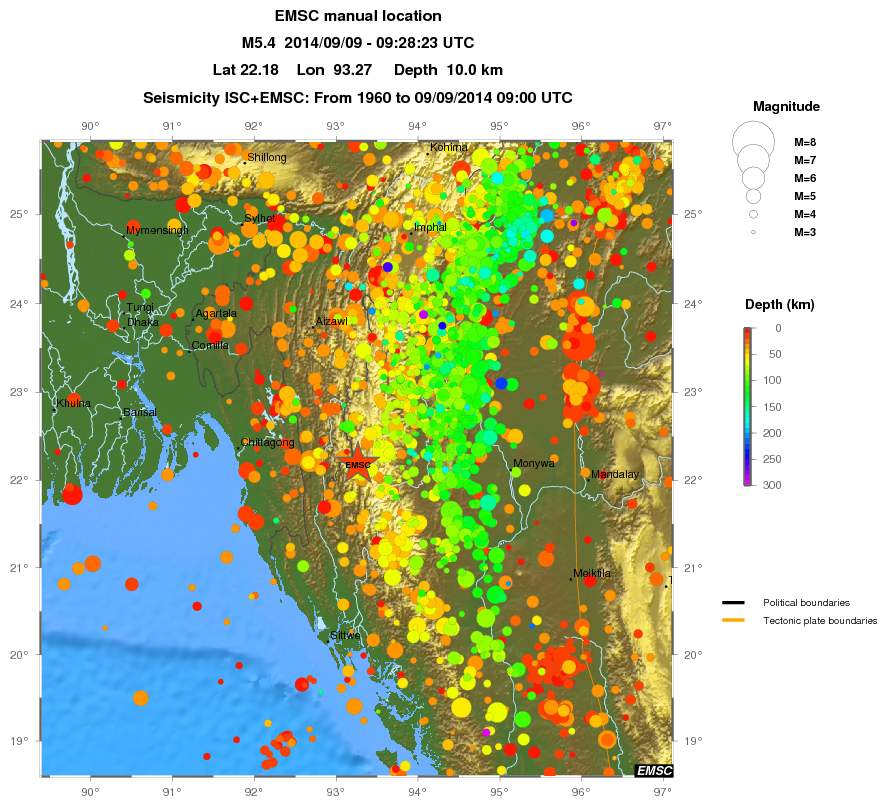regional depth historical seismicity