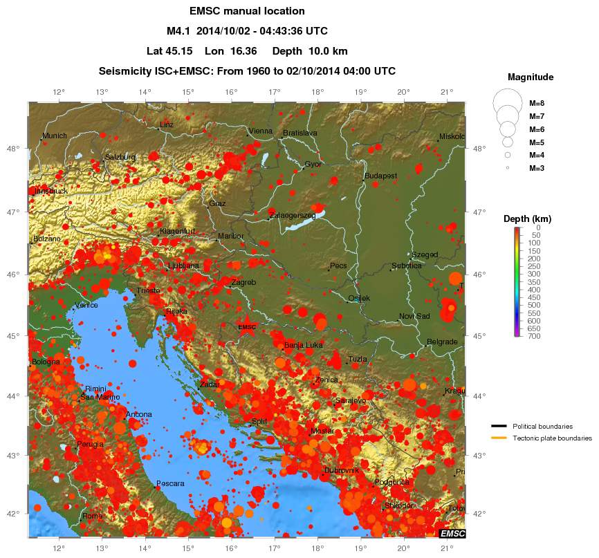 regional depth historical seismicity