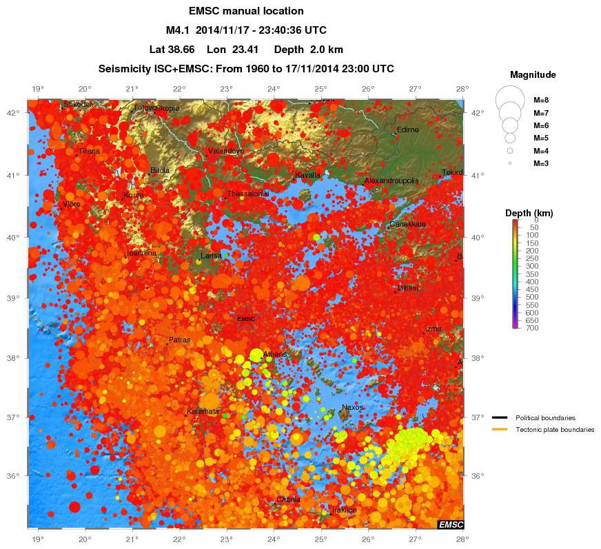 regional depth historical seismicity