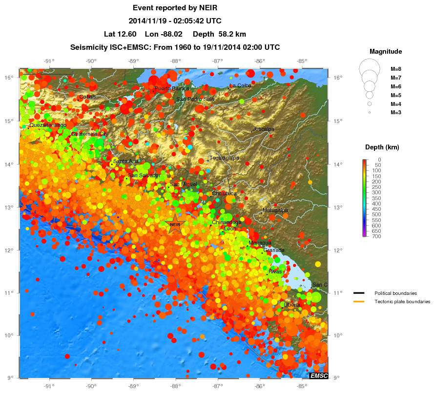 regional depth historical seismicity