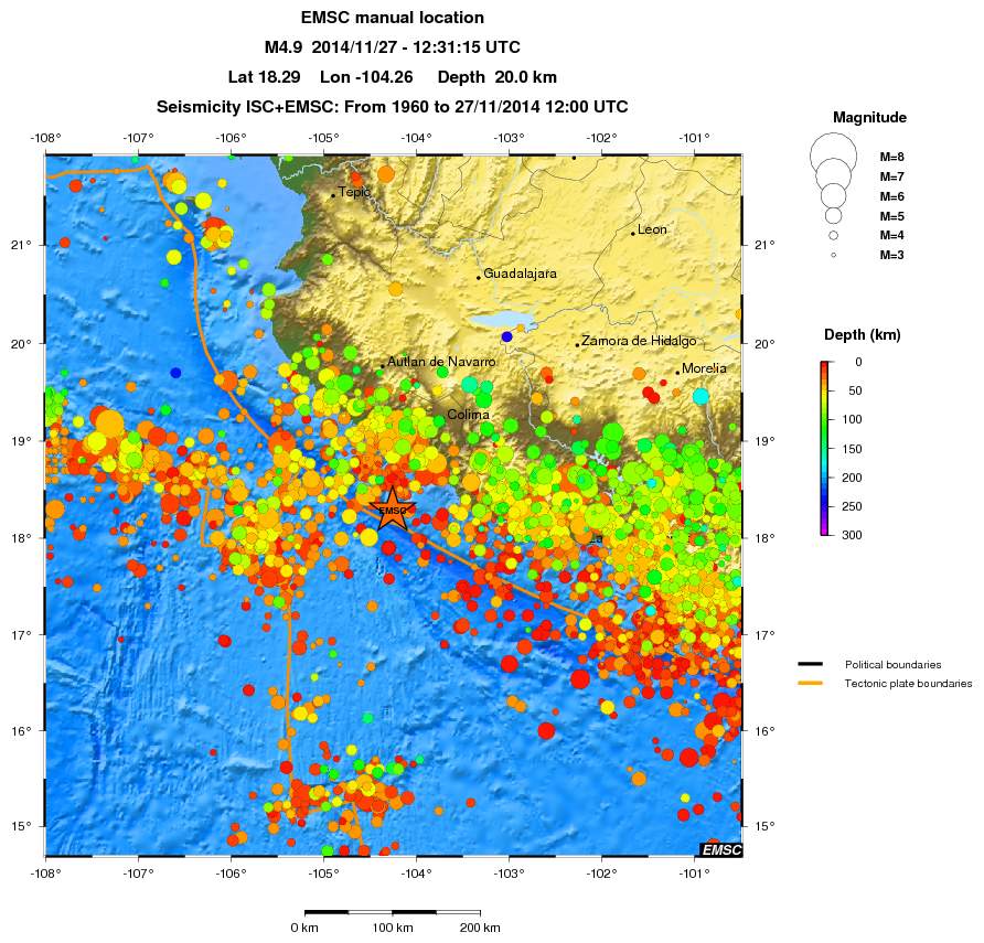 regional depth historical seismicity