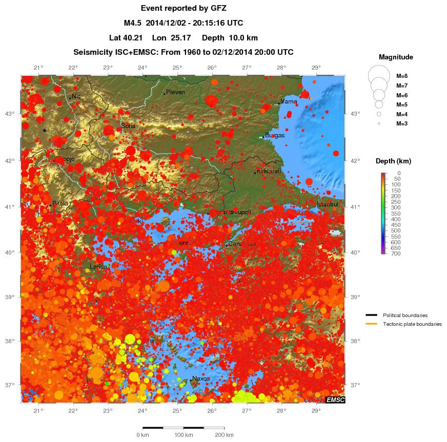 regional depth historical seismicity