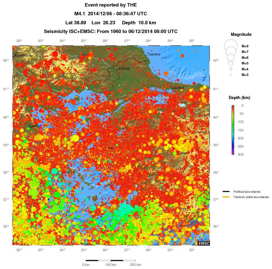 regional depth historical seismicity