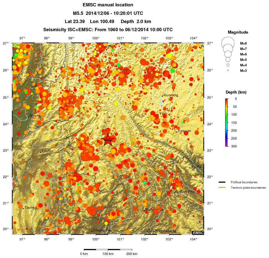 regional depth historical seismicity