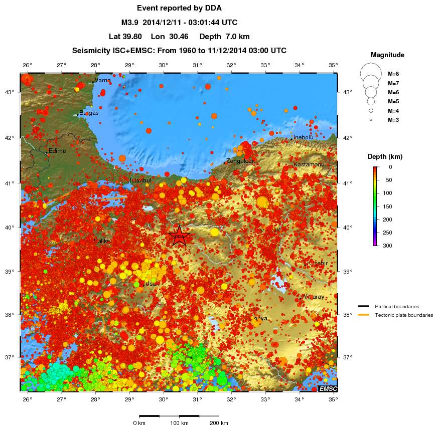 regional depth historical seismicity