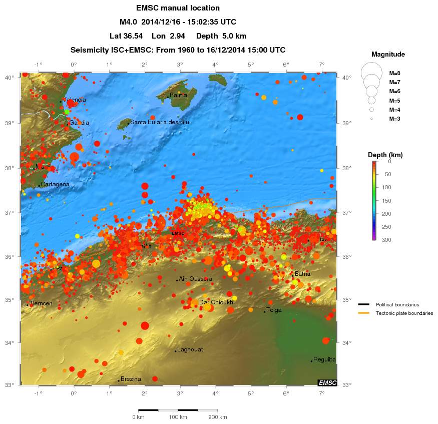 regional depth historical seismicity