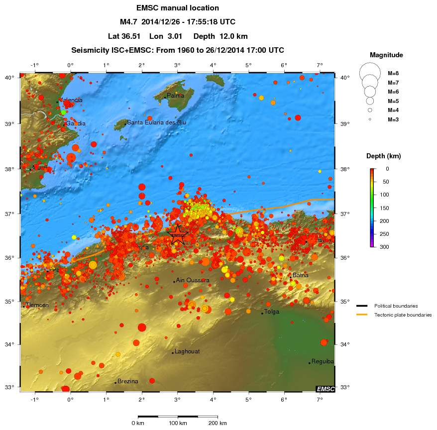 regional depth historical seismicity