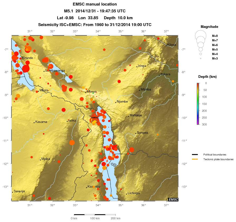 regional depth historical seismicity
