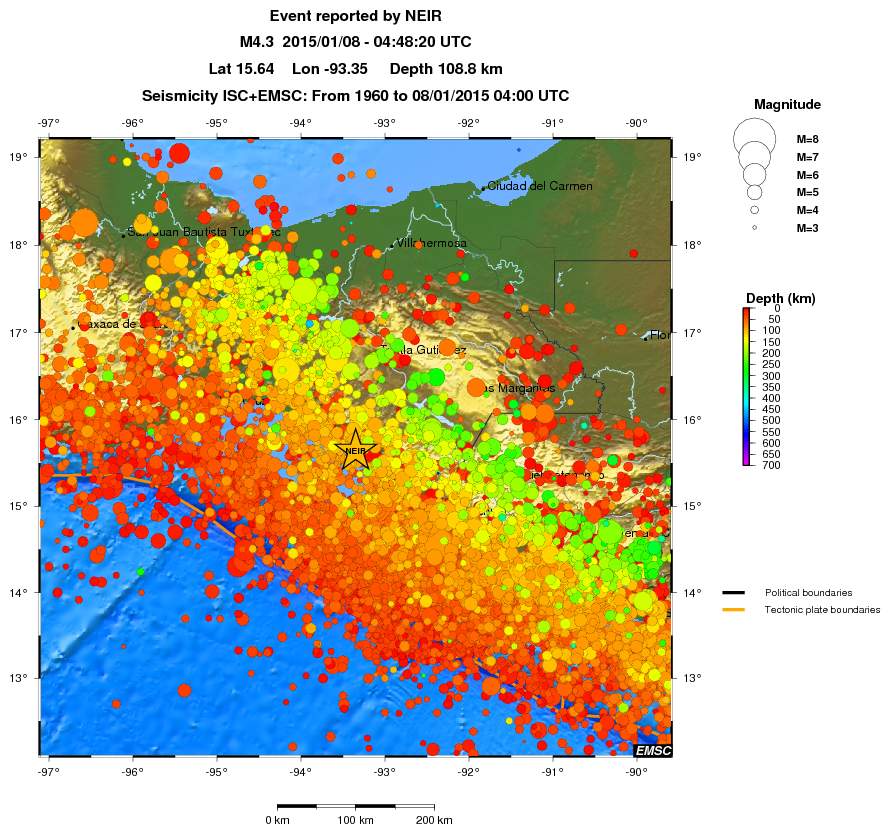 regional depth historical seismicity