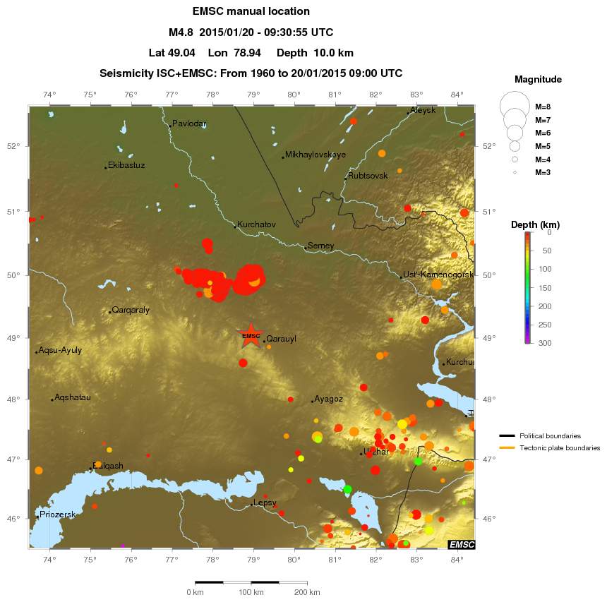 regional depth historical seismicity
