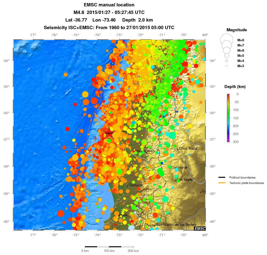 regional depth historical seismicity