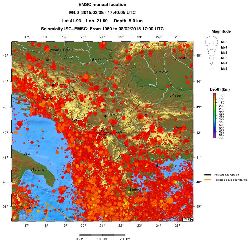 regional depth historical seismicity