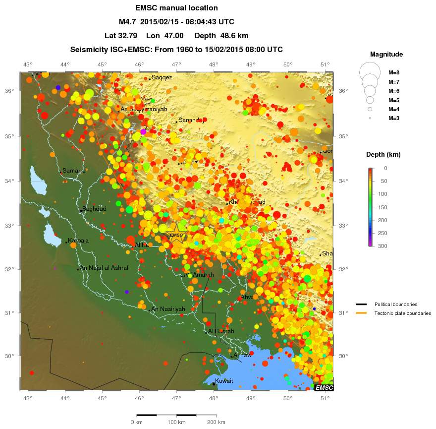 regional depth historical seismicity