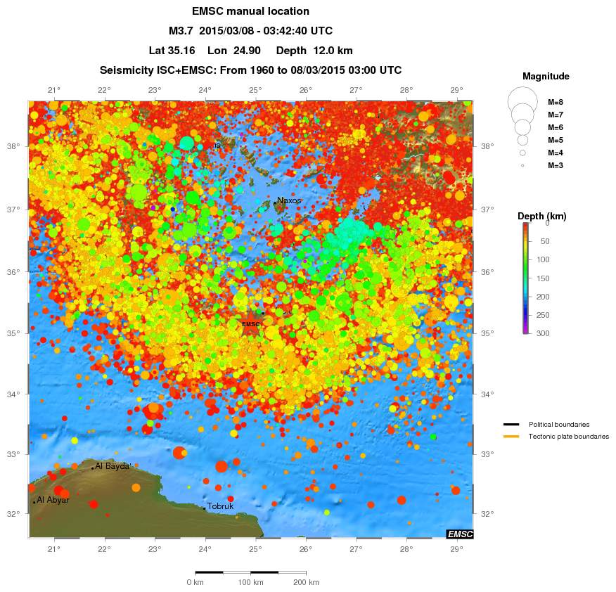 regional depth historical seismicity