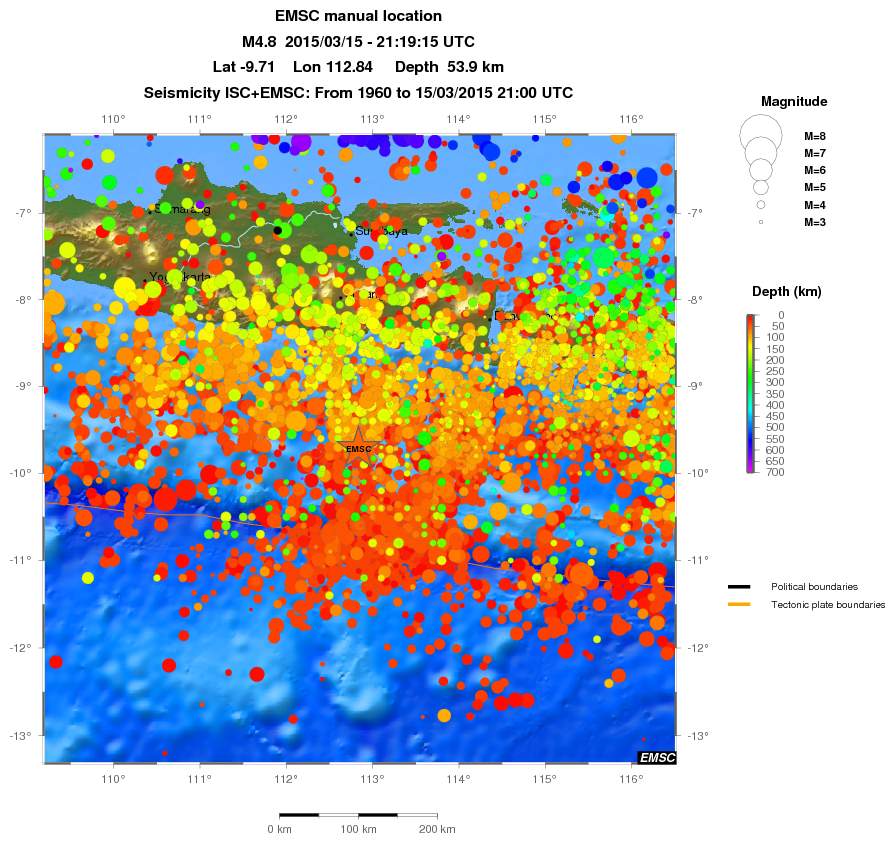 regional depth historical seismicity