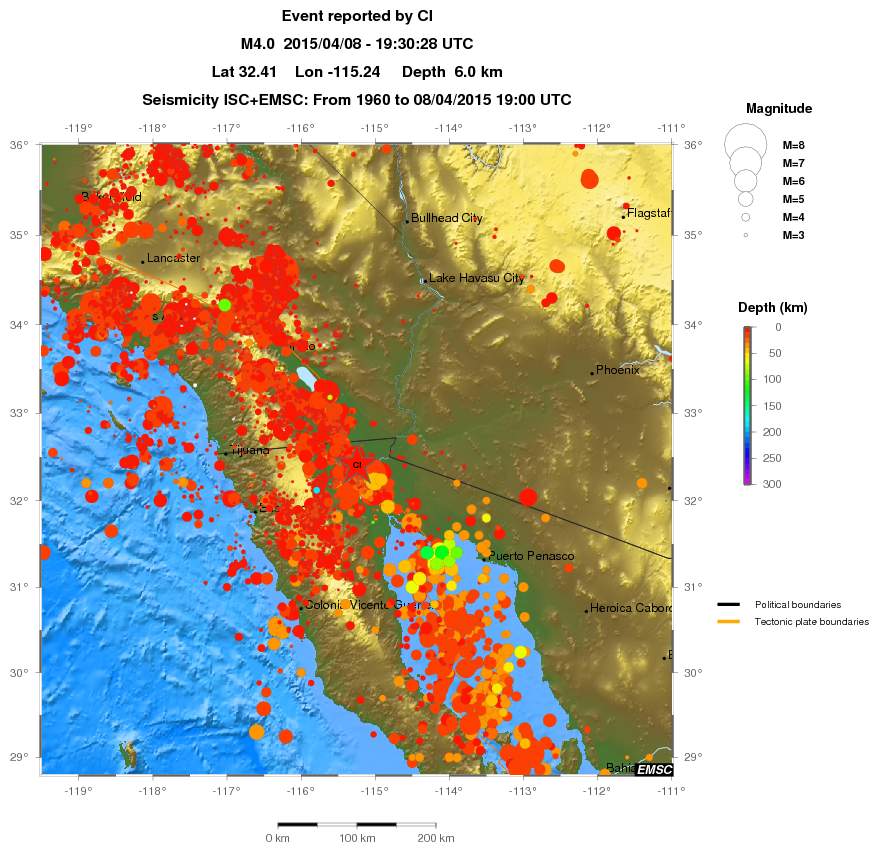 regional depth historical seismicity